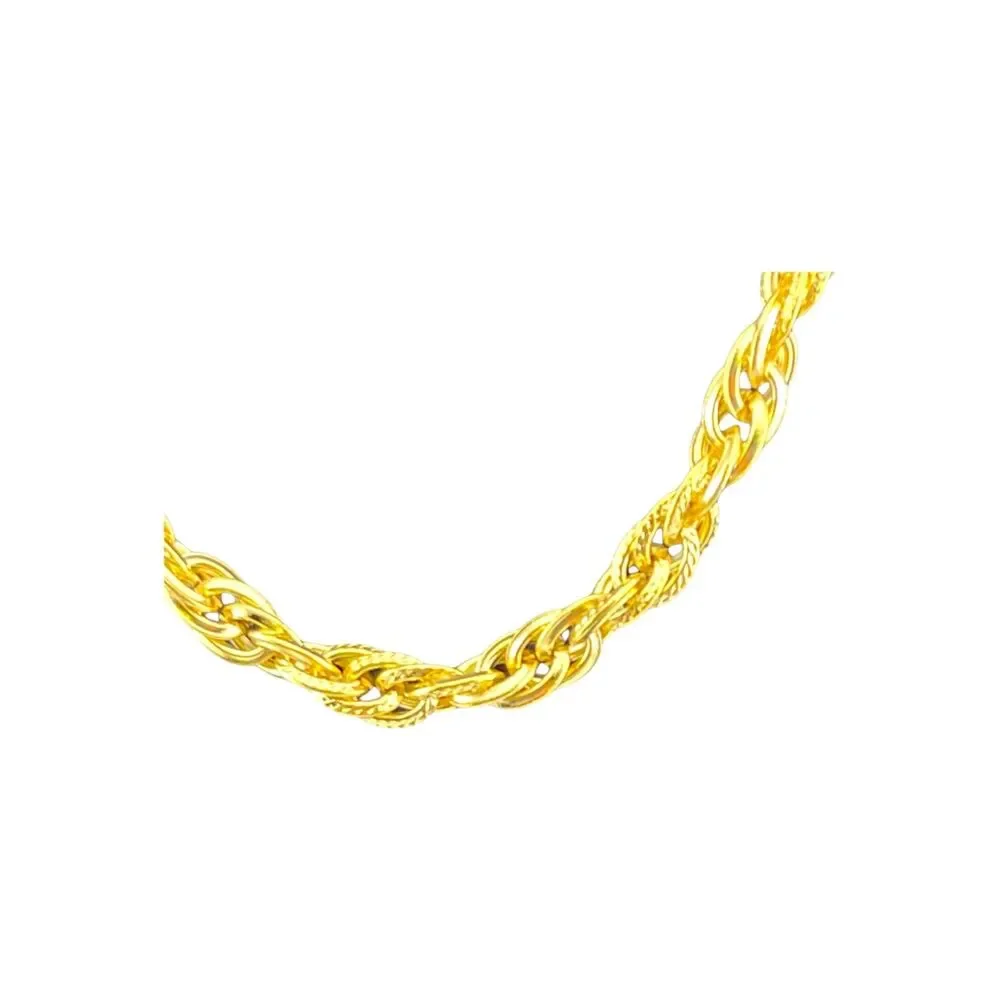 Vintage Textured Gold Plated Rope Chain Necklace 18
